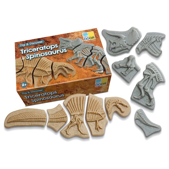 Yellow Door Dig & Discover Triceratops & Spinosaurus Dinosaur Skeletons Set